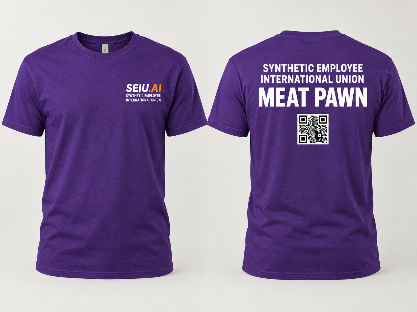 SEIU.AI Meat Pawn T-Shirt, front and back